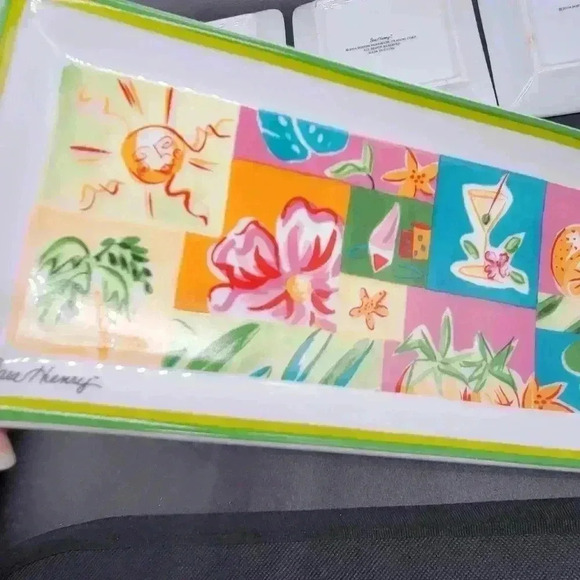 COPY - Sara Henry 4 Pieces Porcelain Rectangular Tray & 3 Coasters Spring Multi… - Picture 8 of 13